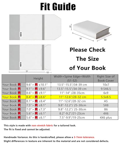 BLBMH 5.5x8.5 inch Book Covers with Bookmarks Adjustable Fabric Paperbacks Book Covers for Privacy Hardcover Softcover Novels Notebook Book Lovers Christmas Gifts - Chinese Black 8.5in