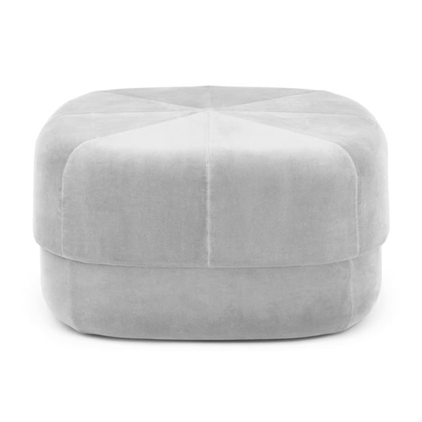 Pouf rond en velours gris clair 60x60x35 cm pour salon et chambre