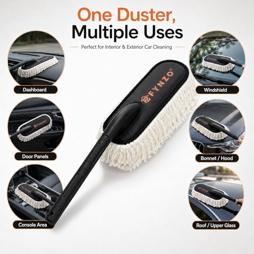 Image of Magnum Car Duster | Car Cleaning Brush Exterior with Largest Wax-Infused Cotton Head | Scratch-Free Car Dust Cleaner for Cars, SUVs & Bikes | Duster for Car Cleaning with Carrying Bag