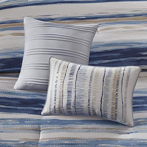 Madison Park Marina Comforter Quilt Combo Set - Modern Luxury Design, All Season Down Alternative Bedding, Matching Shams, Decorative Pillows, King/Cal King(104"x92") Seersucker Blue 8 Piece - Image 12