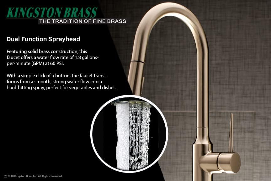 Miniatura 9 de Gourmetier LS2728NYL - Grifo de cocina desplegable de un solo mango, níquel cepillado