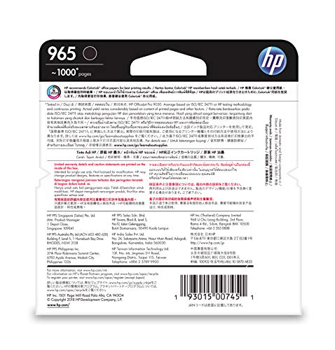 Image of HP 965 Black Original Ink Cartridge
