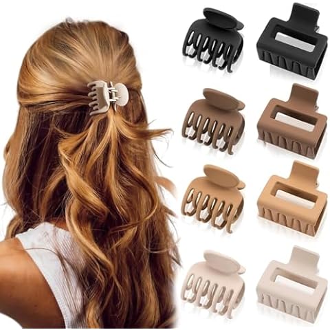 Aucuu 8 Pack Double Row Hair Claw Clips Cover