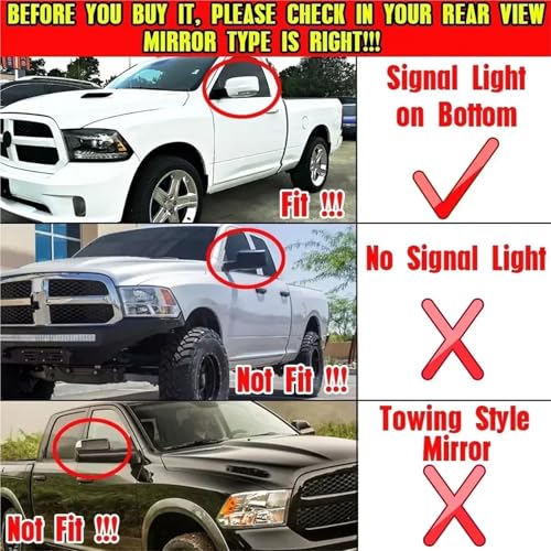 Rénover boîtier rétroviseur Dodge Ram 1500 cassé cache miroir ajustement parfait 68096199AF