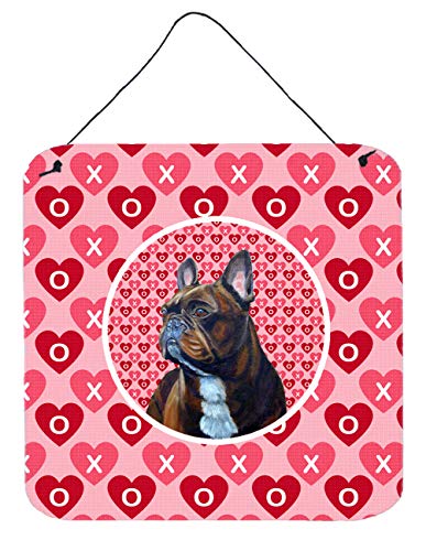 Caroline's Treasures LH9160DS66 French Bulldog Hearts Love and Valentine's Day Portrait Wall or Door Hanging Prints Aluminum Metal Sign Kitchen Wall Bar Bathroom Plaque Home Decor, 6x6, Multicolor