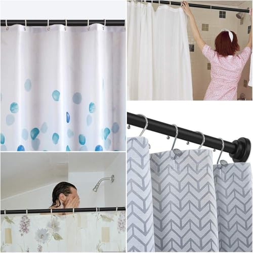 Image of JD FRESH 115 Cm to 215 Cm Extendable Curtain Rod Holder Non-Drilling /Anti-Skid Spring Pull Rod /Stainless Steel Rust Proof Shower Curtain Rod /Window Curtain Rod / (White)