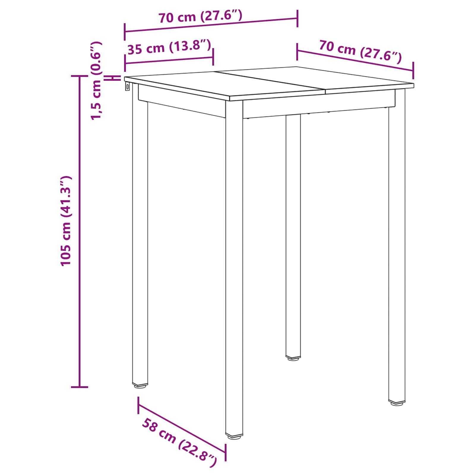 Tomostar Table de Bar Carrée, Table de Bistrot Haute Table de Cuisine 70x70x105 cm Bois d'ingénierie