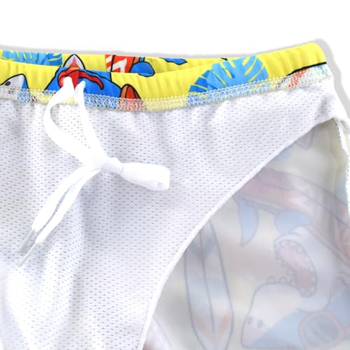 Image of Kids Short Sleeve Sunsuit Swimwear Boys Two Piece Rash-Guard-Sets Dinosaur Pattern