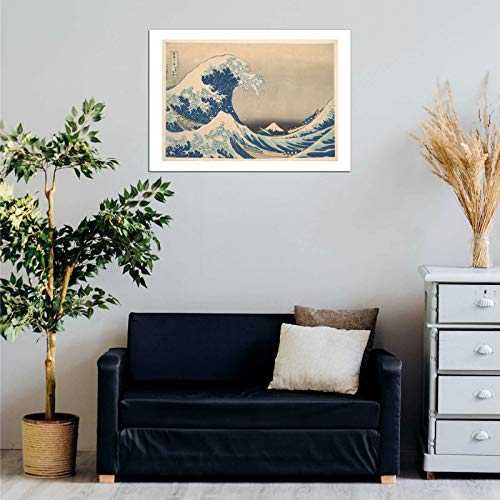 Impression d'art encadrée Hokusai format compact pour décorer un bureau