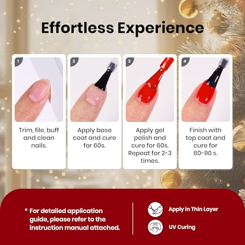 Image of Beetles Gel Nail Polish Set - Summer Holly Berries 6 Colors Gel Nail Kit with Sparkle Glitter Red Green Gold Silver Shades Holiday Nail Art Gift for Women Soak Off UV LED Nail Gel