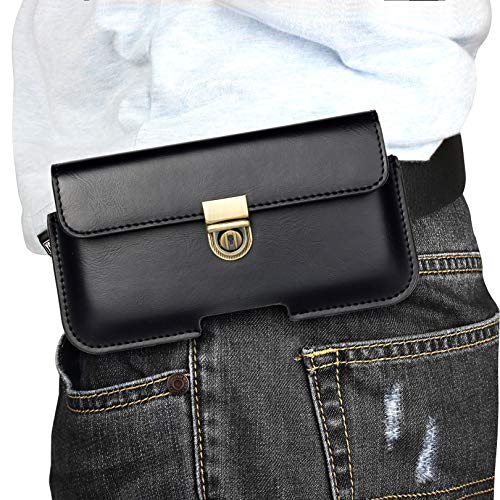 FLHTZS Funda Universal para teléfono,Funda de Piel con Clip para cinturón,riñonera Horizontal para:iPhone 13/14/15/16/Plus/Pro/Max/XR/XS/X,Samsung S22/S23/S24/Lite/Plus/Ultra/A53 (6,7" Negro 9563)
