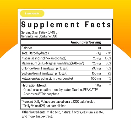 Image of Seeking Health Optimal Electrolyte Sticks - Electrolyte Drink for Hydration, Heart & Muscle Recovery† Support - Supports Active Lifestyle - Vegan, Gluten-Free & Non-GMO - Lemonade Flavor, 30 Sticks