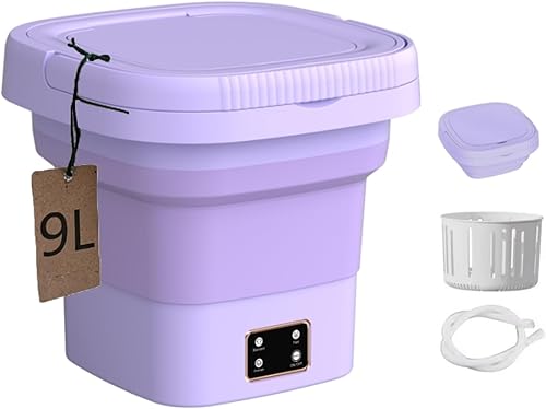 Lavadora portátil plegable, mini lavadora de 9 litros, pequeña lavadora, mini lavadora para ropa interior, ropa de bebé o artículos pequeños, mini