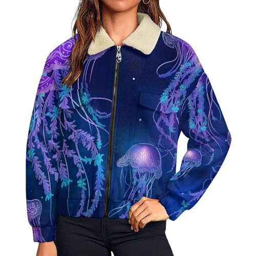 Veste polaire femme chaude à motif méduse pour vos sorties hivernales