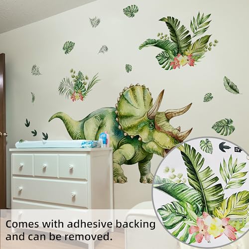 Vinilo decorativo de pared con Triceratops verde 49.21x34.25 in miniatura 5