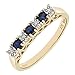 Imagen de Naava Anillo para Mujer de Oro Amarillo 9K con 7 Diamantes y Zafiros talla 8