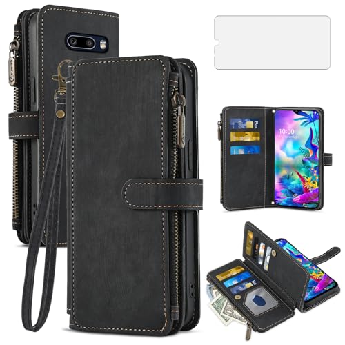 Accessoires LGG8XThinQ étui portefeuille cuir et protège-écran Asuwish