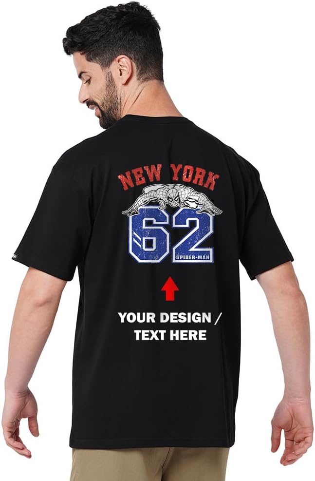 Wear Your OpinionMens Custom Back Print Oversized T-Shirt - for Gifting, Party, Trip, Family Black