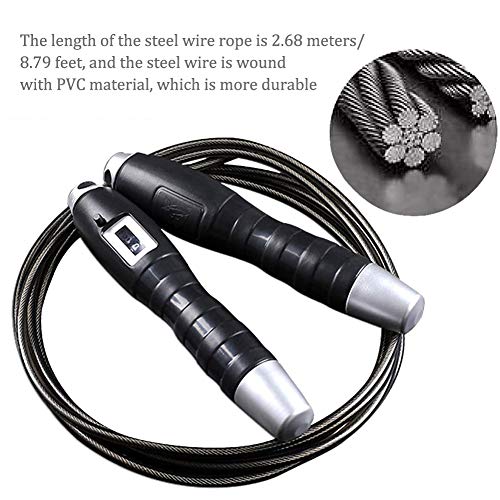 Foto von Springseil Fitness,MZSM Verstellbares Seilspringen Mit Zähler,Verwickelungsfreies Speed Rope Mit Kugellagern,Skipping Rope Für Aerobe Übung Fitness&Training,Geeignet Für Erwachsene Und Kinder
