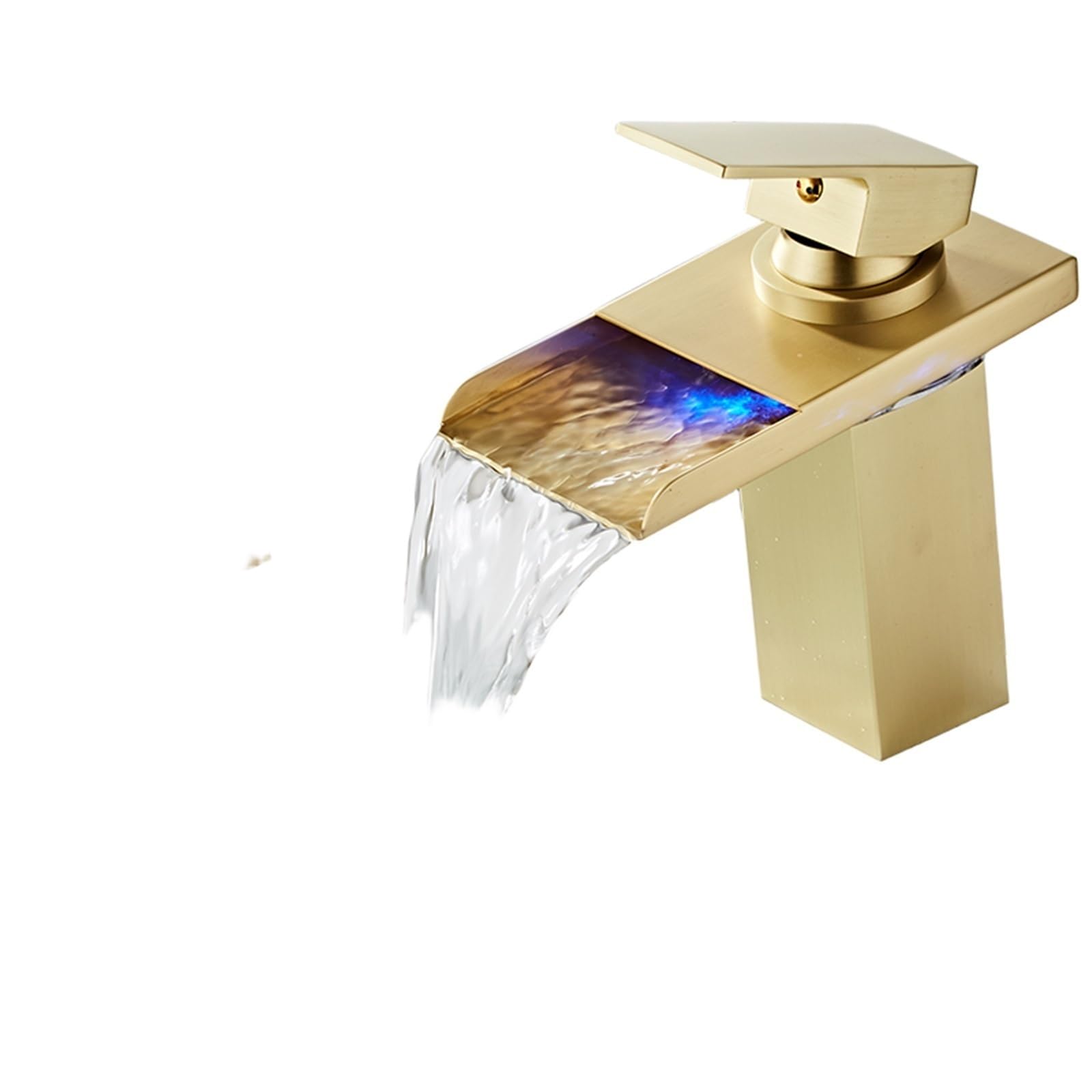 JNTFNE Faucet Modern LED Bathroom with Waterfall Spout Brass Basin Deck Mounted Mixer Tap for Sink Vanity