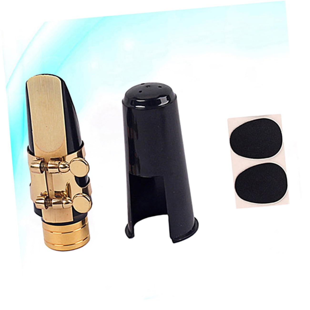 BESPORTBLE Sassofono Contralto con Fibbia ad Anello Toppe per Ance Cuscinetti e Cappuccio Oro e Nero Sostituisci Vecchi o Rotti Include Ancia e Cuscinetto
