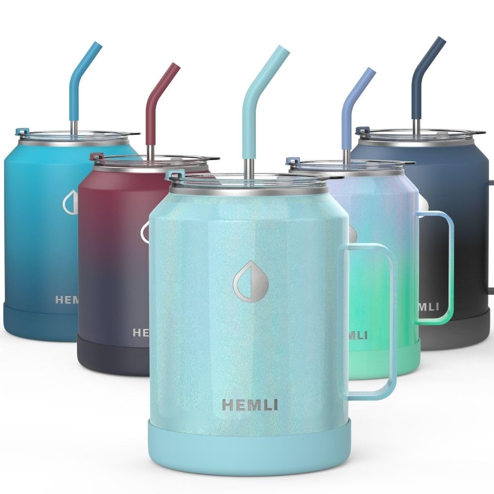 50 oz Tumbler with Handle and Straw, Big Cup for Ice Coffee, 50 Oz Water Bottle, Large Travel Tumbler, 50 Oz Mug Tumbler, Thermal Cups, Large Cup, Water Mug, Vacuum Insulated Keep Hot Keep Cold