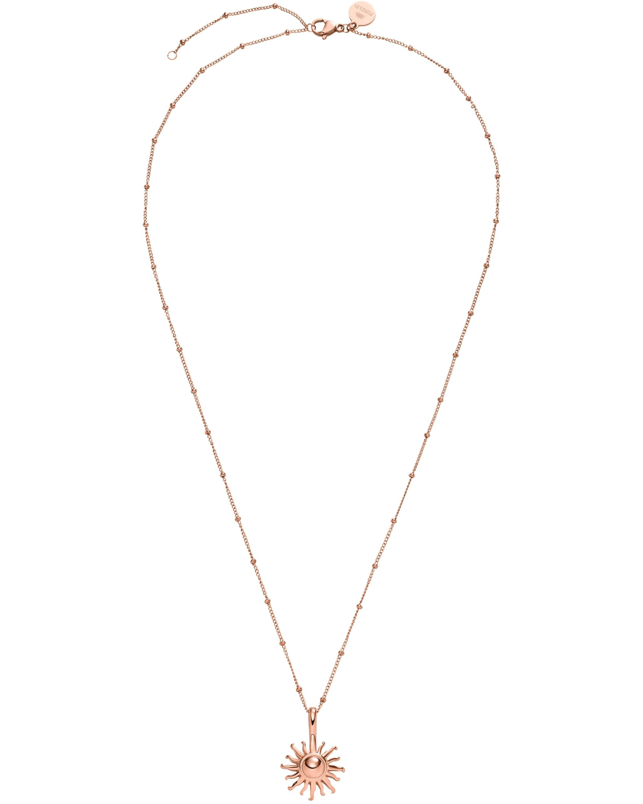 Purelei Sun Kette Damen (Roségold) – Halskette Damen aus langlebigem Edelstahl – Wasserfeste Kette mit Anhänger – 50-55 cm Länge verstellbar – Halskette für deinen individuellen Look