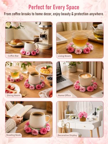 KQJS Crochet Flower Bouquet Coasters, Cotton Tulip Gifts for Home Decor 1Pc - image 8