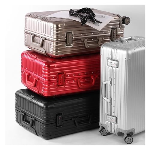 20" 24''26''28 Inch Aluminum Suitcase Alloy Trolley Case Universal Luggage Men Women's Travel with Wheels(Blue,26 inches)2