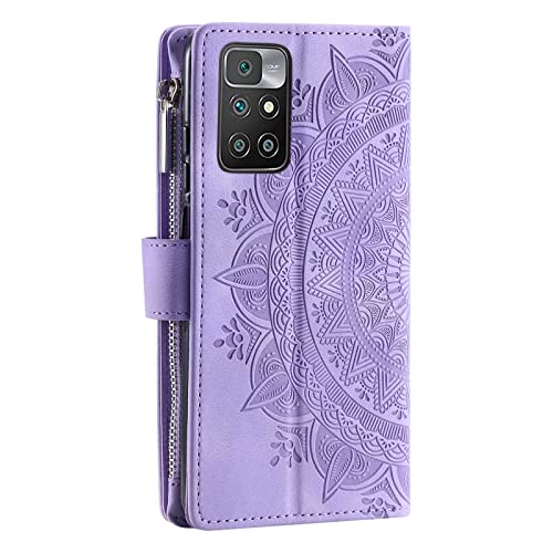VEEMOS Wallet Case for Xiaomi Redmi 10 / Redmi 10 2022 Flower Flip Case Protective Leather Folio Book Phone Cover with Card Slots Kickstand Zipper Pocket - Image 3