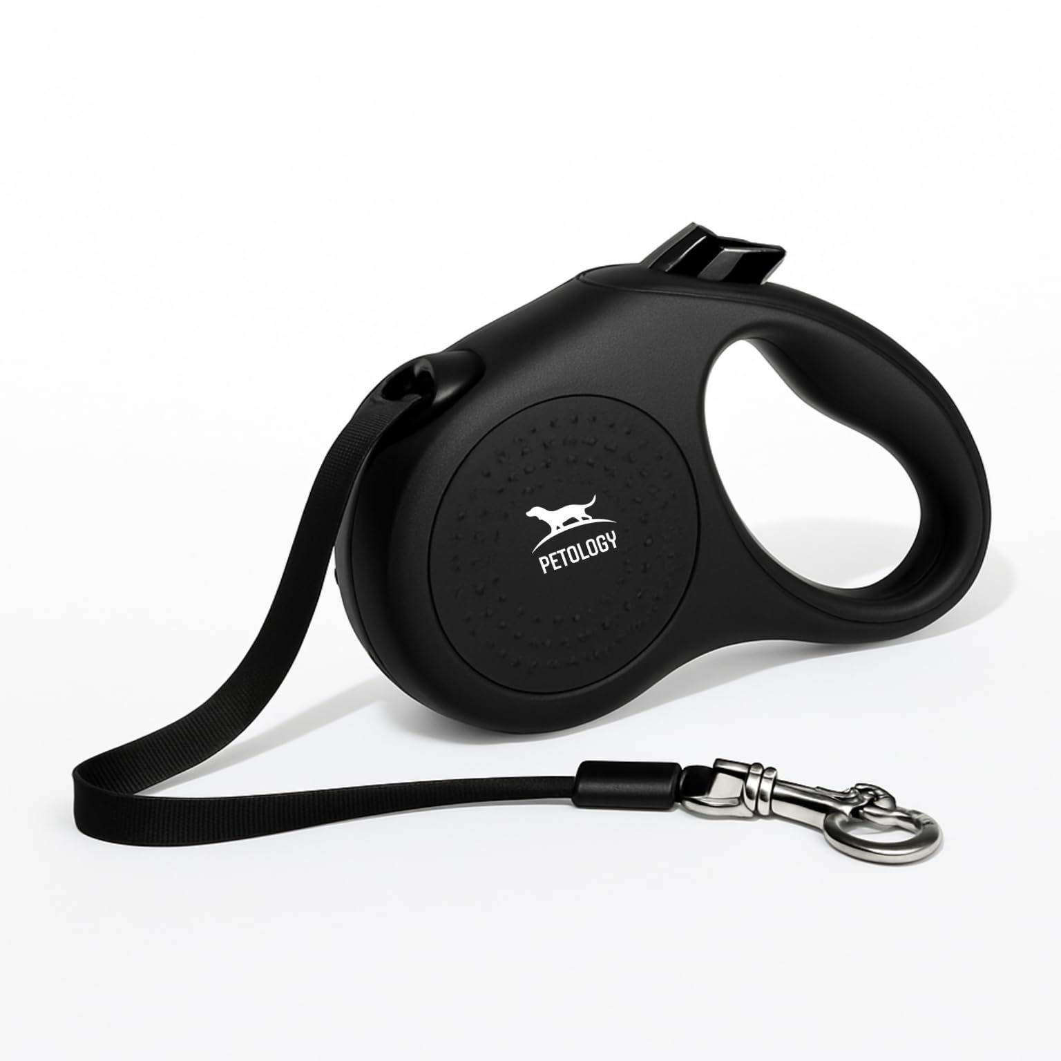 Petology Retractable Dog Leash | 5 Meter (16ft) Nylon Tape | for Dogs Upto 50kgs | Heavy Duty Rope, 360° Tangle-Free, One-Hand Brake & Lock System, Anti-Slip Comfortable Grip-image-3