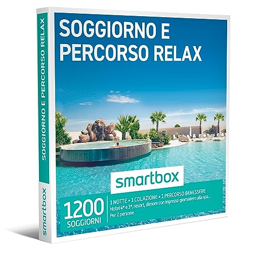 Smartbox Cofanetto regalo Soggiorno e percorso relax, Idea regalo relax, 1 notte con colazione e 1 percorso benessere per 2 persone