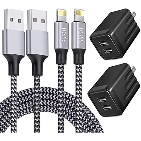 2Pack Dual Port iPhone Fast Charger with 6FT Cord Cover
