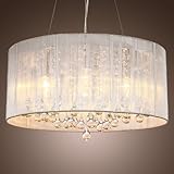 LightInTheBox Modern Silver Crystal Pendant Light in Cylinder Shade, Drum Style Home Ceiling Light Fixture Flush Mount, Pendant Light Chandeliers Lighting for Bedroom, Living Room