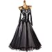 ZYDANC Black,XXL,Strapless Waltz Modern Costume Women's Ballroom Dance Competition Dresses Long Sleeve Tango Dancing Clothes
