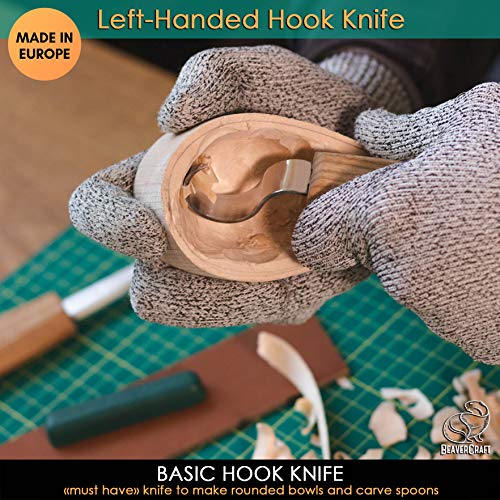 BeaverCraft S01L Set di coltelli per intaglio di cucchiai di legno Kit di strumenti per la fabbricazione di cucchiai Coltello da intaglio Coltello a uncino per mancini Ciotola Tazza Kuksa - immagine 5