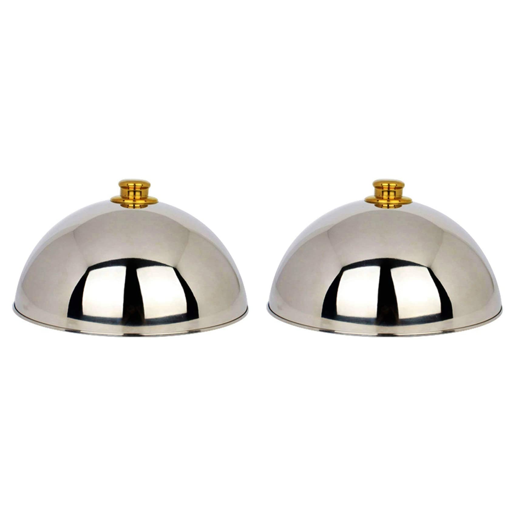 Hndhbfgrt 2X 12 Inch Stainless Steel Cheese Melting Dome and Steaming Cover,Polished Steak Cover,Cloche Serving Dish Food Cover