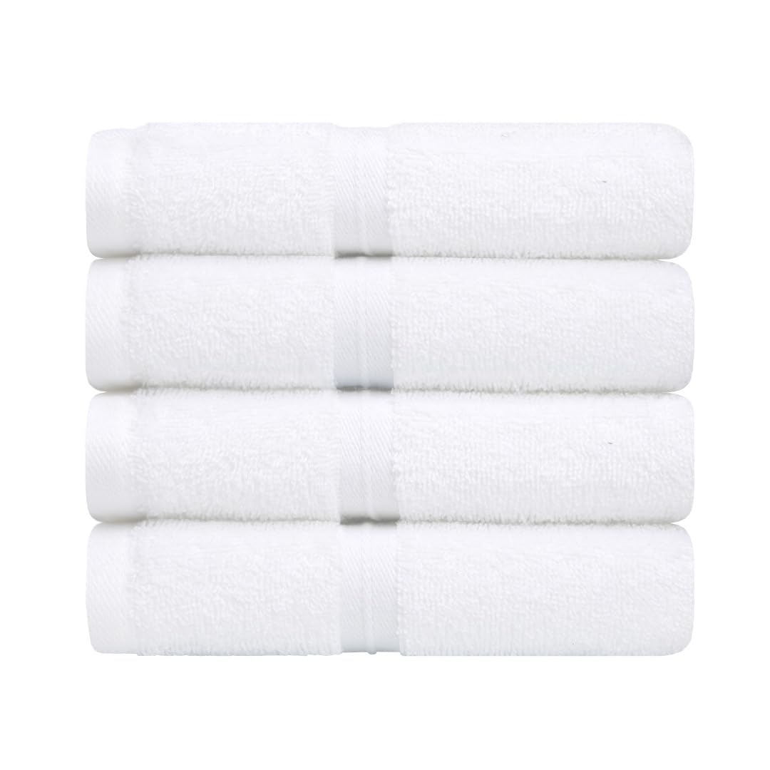 Luxuriöse und extra weiche Waschlappen, 30,5 x 30,5 cm, Hotelqualität, perfekt als Gesichts-, Hand-, Make-up-Handtücher, 100 % Baumwolle, Weiß, 4 Stück