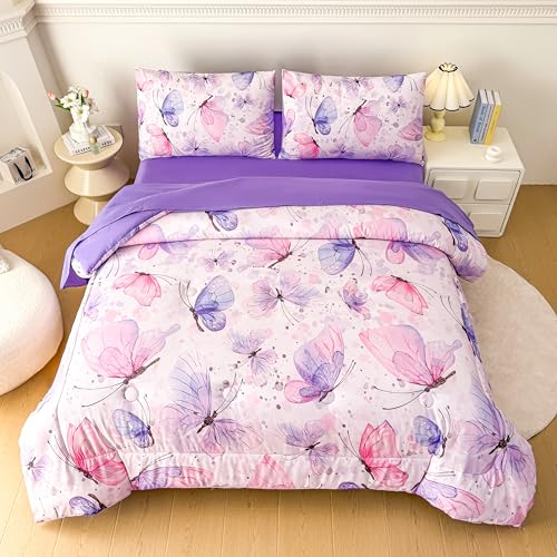 MWMWMW Girls Full Size Comforter Set, 5 Piece Pink...