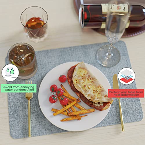 Wayifon Faux Leather Heat Resistant Placemats For Dining Table Set Of 6, Waterproof Wipeable Washable Pu Table Mats,Sky Blue #TOP4