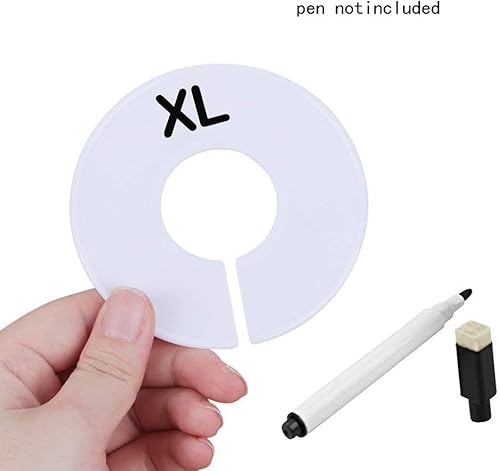 Miniatura 2 de Separadores de tamaño de perchero de ropa en blanco, redondos, divisores de tamaño de armario de bebé, etiqueta de anillo colgante para el hogar,