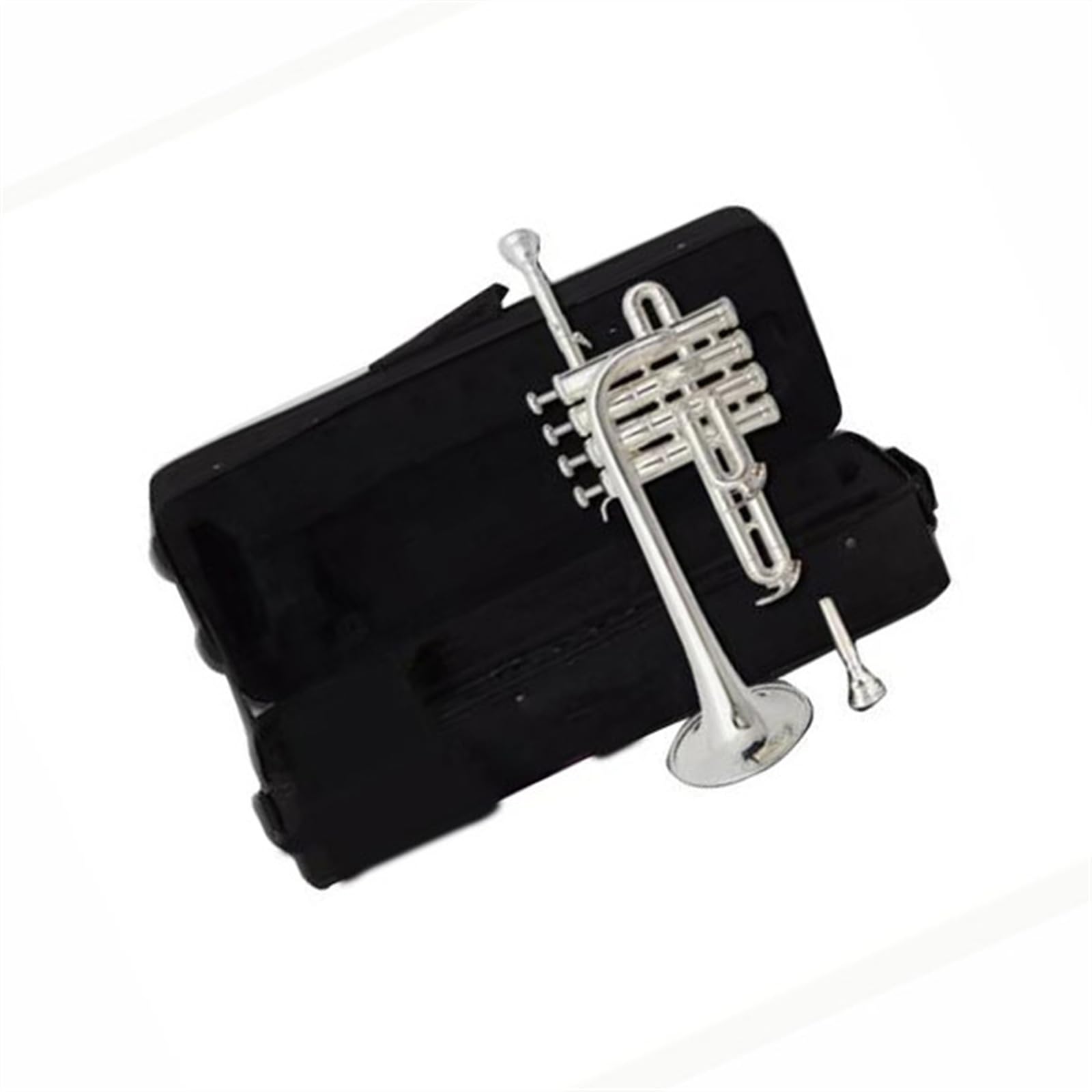 Trompeta Estándar Trompeta Piccolo Bb Profesional Superficie Lacada Dorada Trompeta Tres Tonos Pistón Alto Monel(Silver)