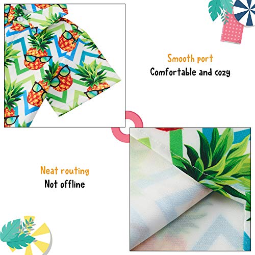 Uideazone Teen Boys Hawaiian Luau Shirts 3D Printing Funny Pineapple Aloha Tops Summer Beach Short Sleeve Floral Party Tees Novelty Polo Apparel For Camp Holiday Casual #TOP4