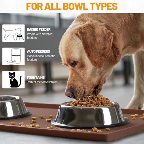 image for Hubulk Dog Feeding Mat,100% Waterproof Food Grade Silicone Pet Food an