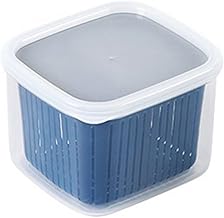 علب تخزين بلاستيكية فاخرة للثلاجة مع مصفاة ومقسم قابل للتعديل - طقم من قطعتين لتنظيم الطعام الطازج، تصميم مانع للتسرب وموفر للمساحة