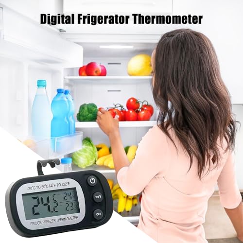 Magnetic Thermometer with Foldable Stand - Freezer Room Monitor Large LCD Display for Climate Control, Waterproof Digital Temperature Gauge for Refrigerator | Storage Shelf Kitchen Use Appliance - Thumbnail 2