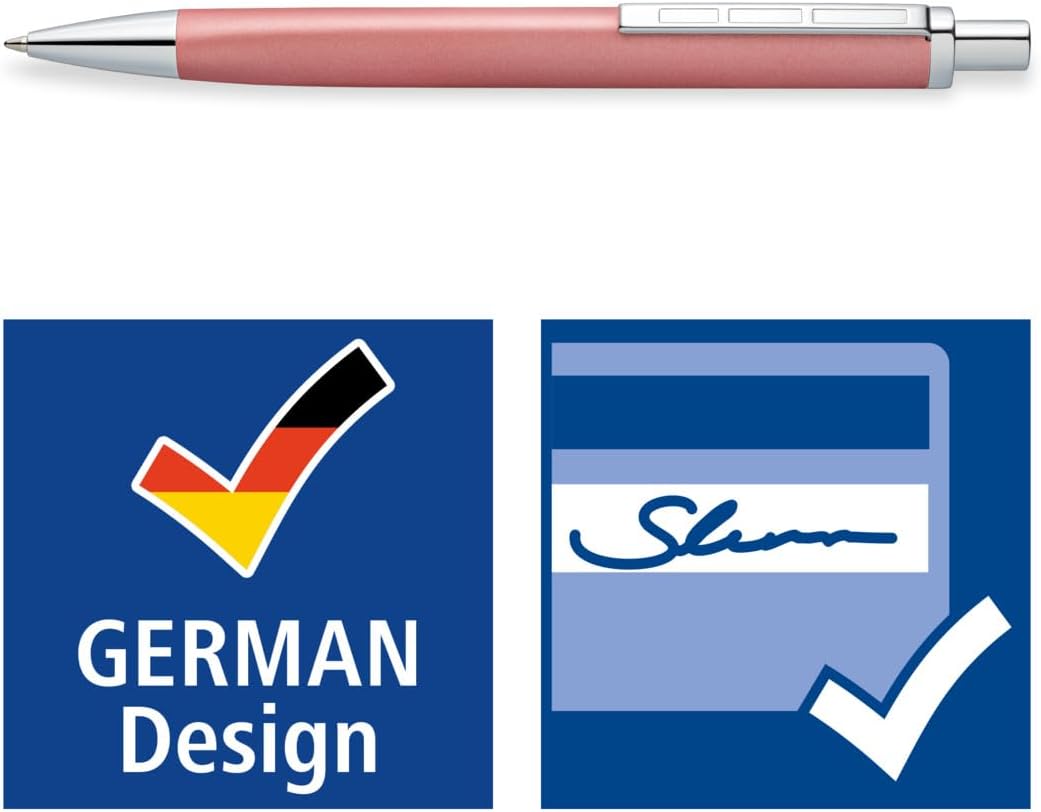 STAEDTLER Triplus 444 M20-3 Retractable Ballpoint Pen 444 M, Colour Radiant Rose, Premium Quality Metal Casing in Ergonomic Triangular Shape, Large Refill M, Ink Colour Blue, 444 M20-3