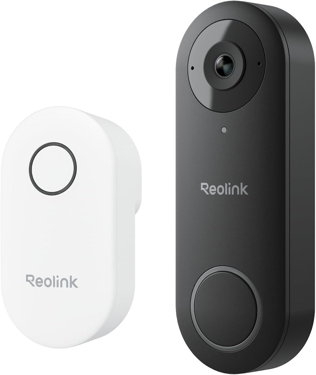 REOLINK Video Doorbell Camera WiFi, 2K Wired Doorbell Camera for Home Security, 2.4/5GHz WiFi, 180° Diagonal, Smart Detection, microSD Card/Cloud Storage, Indoor/Outdoor Surveillance (Chime Included)