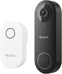 REOLINK Caméra de sonnette vidéo WiFi, 2K Caméra de porte filaire pour la sécurité à domicile, 2.4/5GHz WiFi, 180° Diagonal, détection intelligente, microSD Stockage carte/cloud, Surveillance intérieure/extérieure (Clime inclus)