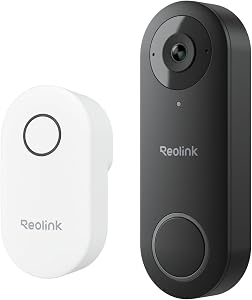 REOLINK Video Doorbell Camera WiFi, 2K Wired Doorbell Camera for Home Security, 2.4/5GHz WiFi, 180° Diagonal, Smart Detection, microSD Card/Cloud Storage, Indoor/Outdoor Surveillance (Chime Included)